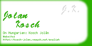 jolan kosch business card